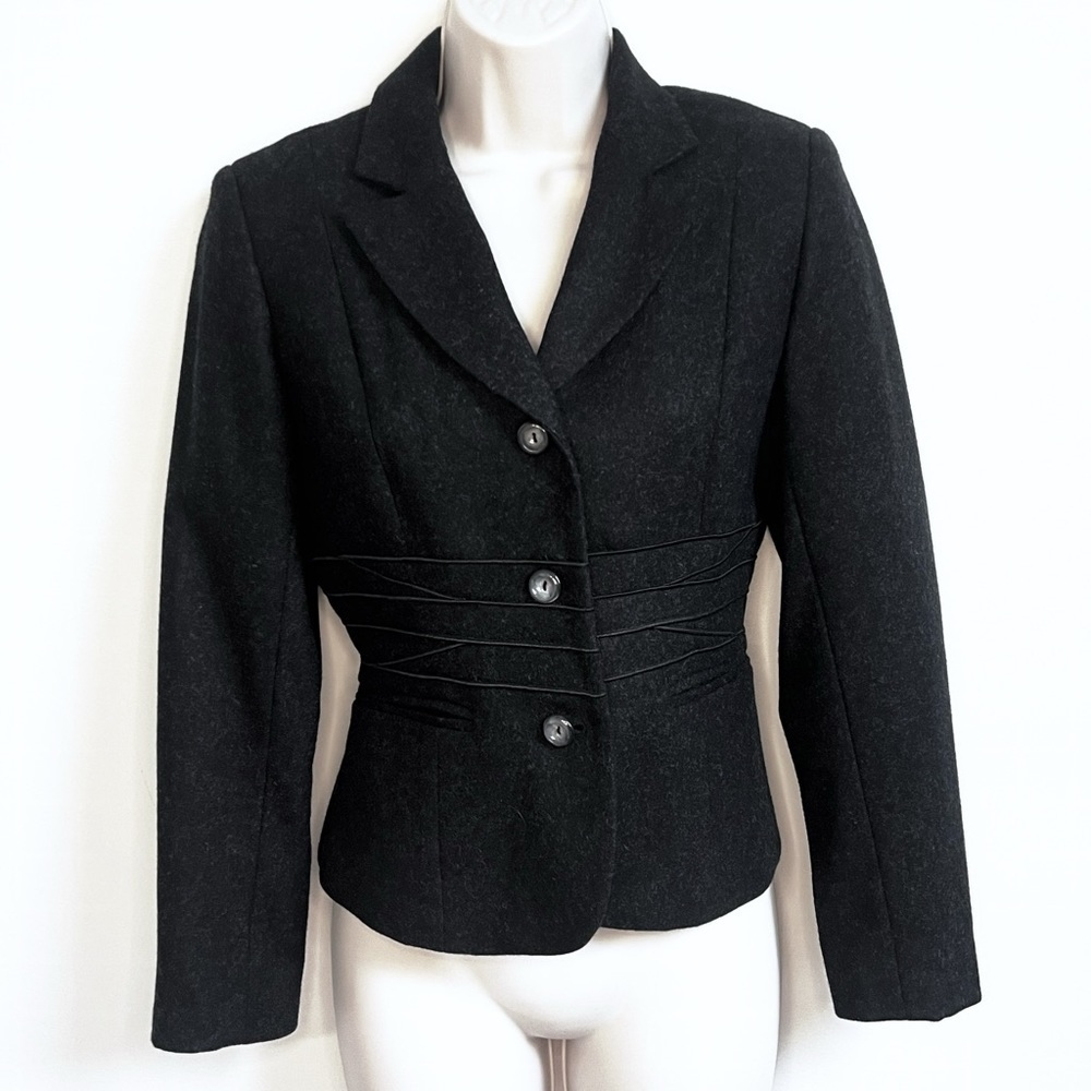 NEW Harve Benard Women’s Wool Blazer Jacket Charcoal Gray Size 4 Petite - Picture 1 of 9